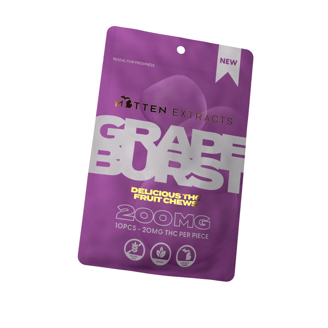 Grape Burst Fruit Chews 200mg 10-pack